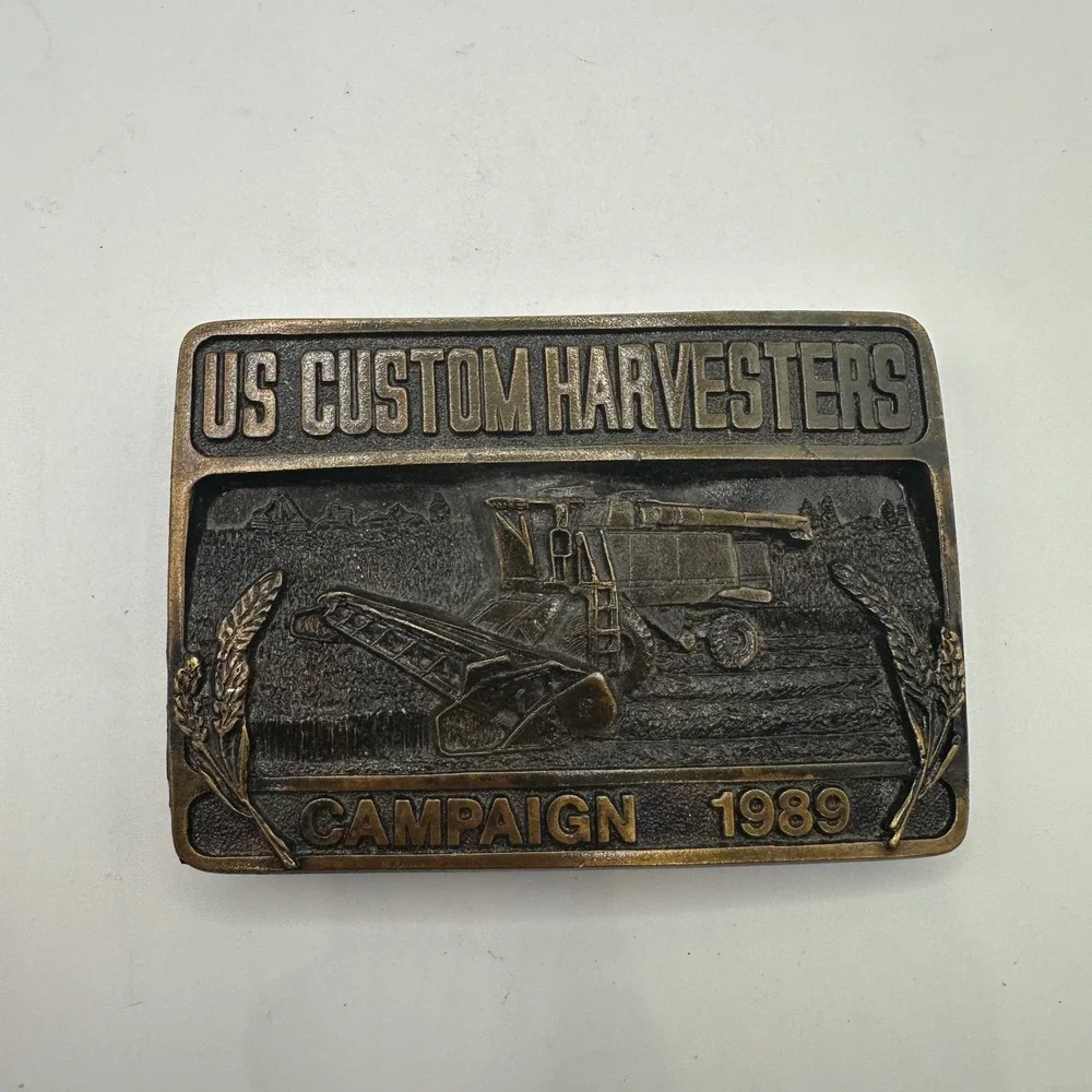 Vtg 1989 US Custom Harvesters Belt Buckle Limited Edition USA Western Cowboy